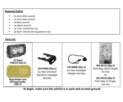 Baja Designs S2 Sport Headlight Kit